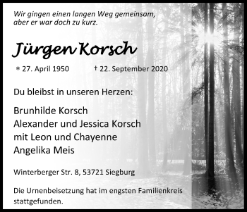 Anzeige von Jürgen Korsch von Kölner Stadt-Anzeiger / Kölnische Rundschau / Express