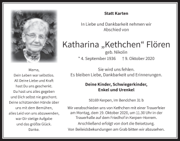 Anzeige von Katharina Flören von  Werbepost 