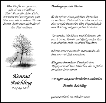 Anzeige von Konrad Reichling von  Anzeigen Echo 
