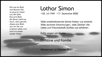 Anzeige von Lothar Simon von Kölner Stadt-Anzeiger / Kölnische Rundschau / Express