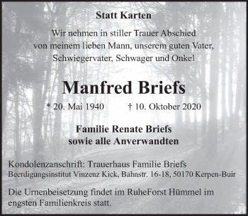 Anzeige von Manfred Briefs von  Werbepost 