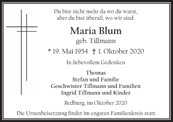 Anzeige von Maria Blum von  Werbepost 