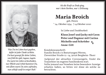 Anzeige von Maria Broich von  Werbepost 