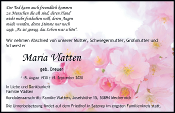 Anzeige von Maria Vlatten von  Blickpunkt Euskirchen 