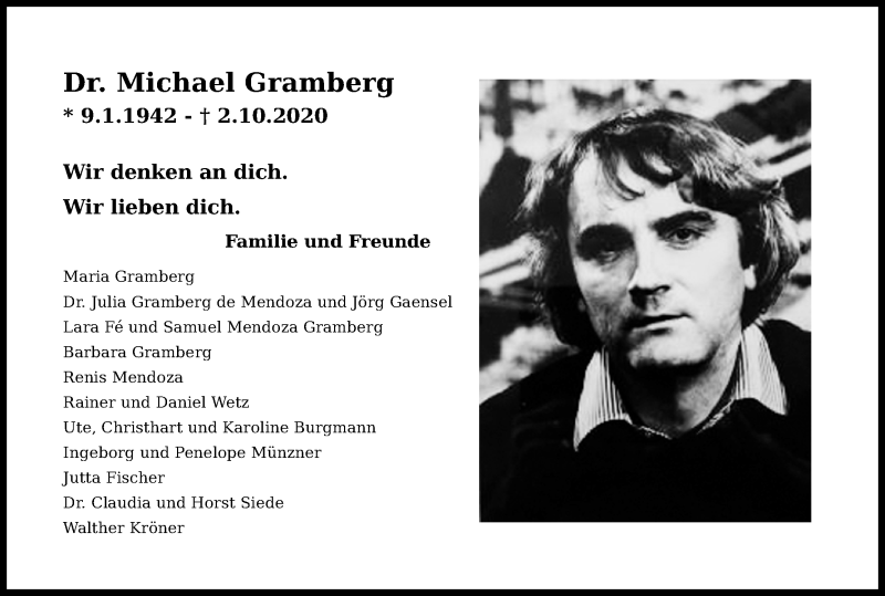 Traueranzeige für Michael Gramberg vom 17.10.2020 aus Kölner Stadt-Anzeiger / Kölnische Rundschau / Express