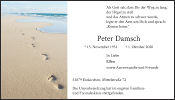 Anzeige von Peter Damsch von  Blickpunkt Euskirchen 