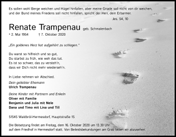 Anzeige von Renate Trampenau von Kölner Stadt-Anzeiger / Kölnische Rundschau / Express