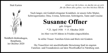 Anzeige von Susanne Offner von Kölner Stadt-Anzeiger / Kölnische Rundschau / Express