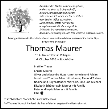 Anzeige von Thomas Maurer von  Lokalanzeiger 