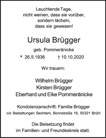 Anzeige von Ursula Brügger von  Schlossbote/Werbekurier 