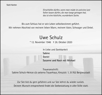 Anzeige von Uwe Schulz von  Anzeigen Echo 