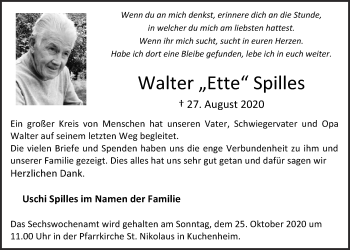 Anzeige von Walter Spilles von  Blickpunkt Euskirchen 