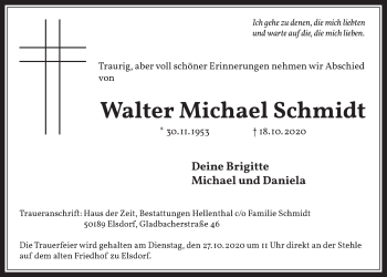 Anzeige von Walter Michael Schmidt von  Werbepost 