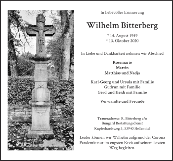 Anzeige von Wilhelm Bitterberg von  Blickpunkt Euskirchen 