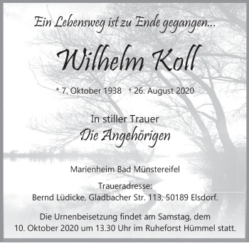 Anzeige von Wilhelm Koll von  Blickpunkt Euskirchen 
