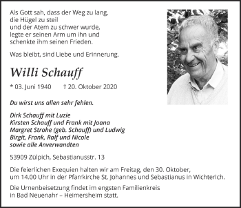Anzeige von Willi Schauff von  Blickpunkt Euskirchen 