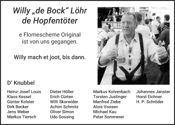 Anzeige von Willy Löhr von  Blickpunkt Euskirchen 