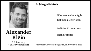Anzeige von Alexander KKlleiinn von Kölner Stadt-Anzeiger / Kölnische Rundschau / Express