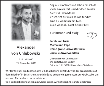 Anzeige von Alexander von Chlebowski von  Blickpunkt Euskirchen 
