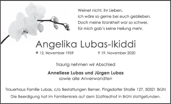 Anzeige von Angelika Lubas-lkiddi von  Schlossbote/Werbekurier 