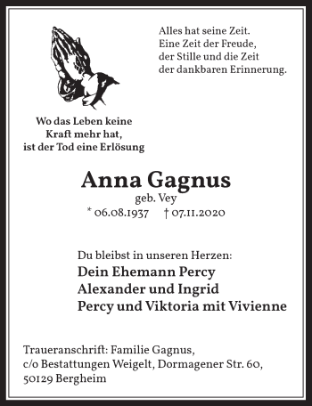 Anzeige von Anna Gagnus von  Werbepost 