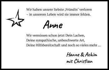 Anzeige von Anne  von Kölner Stadt-Anzeiger / Kölnische Rundschau / Express