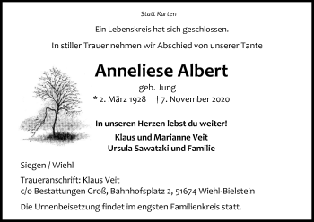 Anzeige von Anneliese Albert von Kölner Stadt-Anzeiger / Kölnische Rundschau / Express