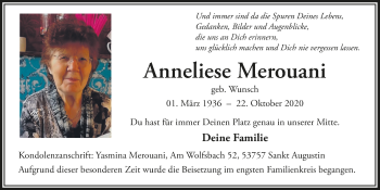Anzeige von Anneliese Merouani von  Extra Blatt 