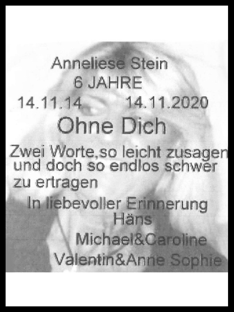  Traueranzeige für Anneliese Stein vom 14.11.2020 aus Kölner Stadt-Anzeiger / Kölnische Rundschau / Express