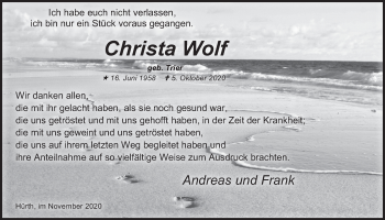 Anzeige von Christa Wolf von  Wochenende 