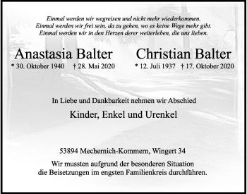 Anzeige von Christian Balter von  Blickpunkt Euskirchen 