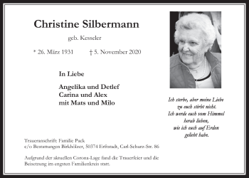 Anzeige von Christine Silbermann von  Werbepost 