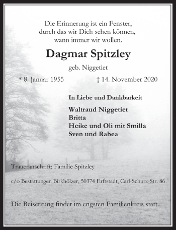 Anzeige von Dagmar Spitzley von  Werbepost 
