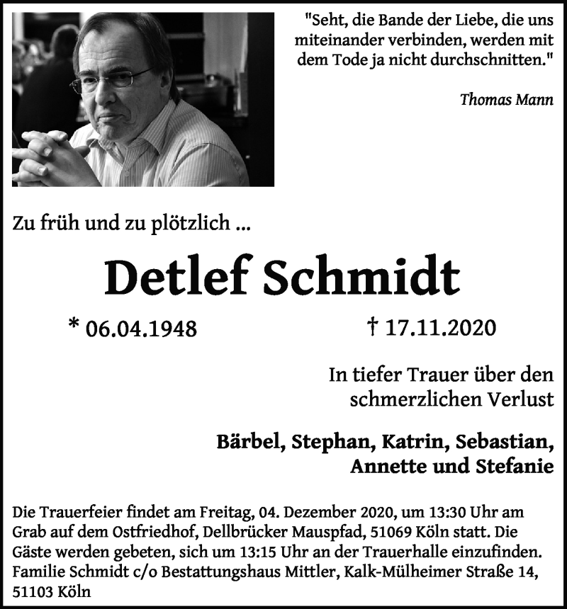 Traueranzeigen von Detlef Schmidt WirTrauern