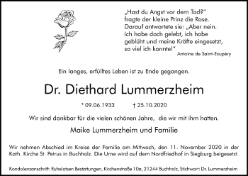 Anzeige von Diethard Lummerzheim von Kölner Stadt-Anzeiger / Kölnische Rundschau / Express