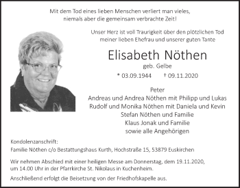 Anzeige von Elisabeth Nöthen von  Blickpunkt Euskirchen 