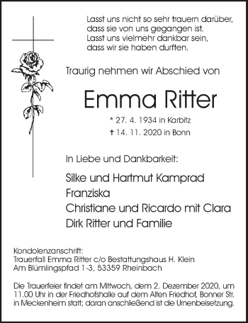 Anzeige von Emma Ritter von  Schaufenster/Blickpunkt 