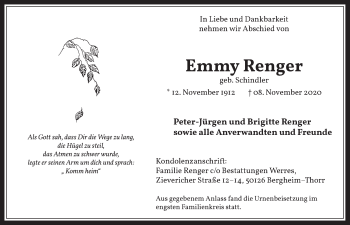 Anzeige von Emmy Renger von  Werbepost 