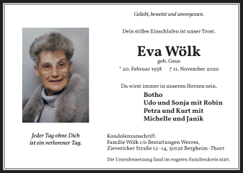 Anzeige von Eva Wölk von  Werbepost 