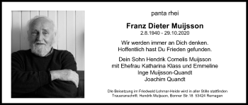 Anzeige von Franz Dieter Muijsson von Kölner Stadt-Anzeiger / Kölnische Rundschau / Express