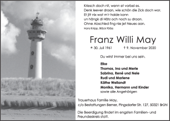 Anzeige von Franz Willi May von  Schlossbote/Werbekurier 