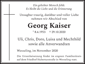 Anzeige von Georg Kaiser von  Schlossbote/Werbekurier 