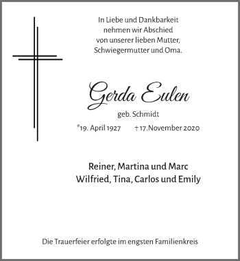 Anzeige von Gerda Eulen von  Schaufenster/Blickpunkt 