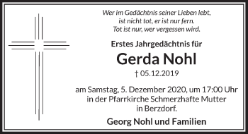 Anzeige von Gerda Nohl von  Schlossbote/Werbekurier 