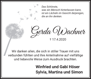 Anzeige von Gerda Wachner von  Schlossbote/Werbekurier 