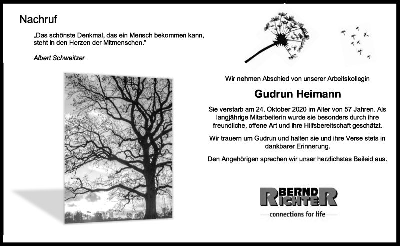  Traueranzeige für Gudrun Heimann vom 03.11.2020 aus Kölner Stadt-Anzeiger / Kölnische Rundschau / Express