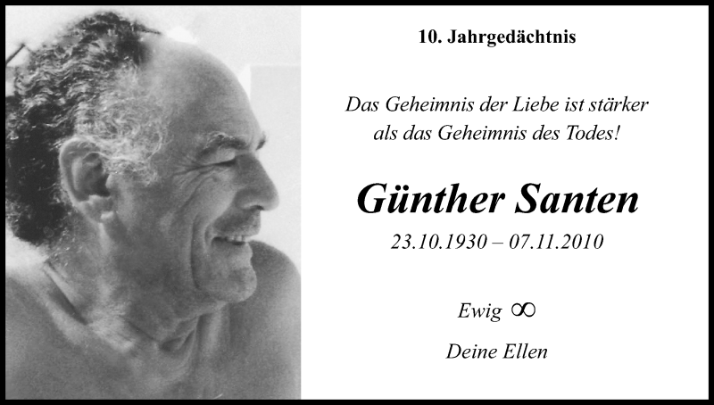  Traueranzeige für Günther Santen vom 07.11.2020 aus Kölner Stadt-Anzeiger / Kölnische Rundschau / Express