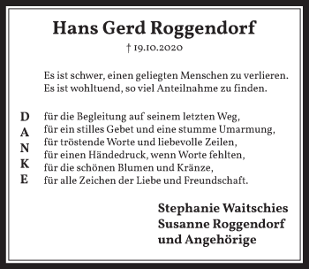 Anzeige von Hans Gerd Roggendorf von  Wochenende 