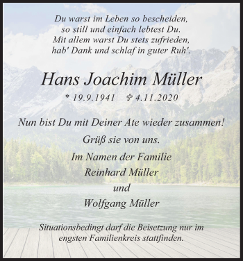 Anzeige von Hans Joachim Müller von Kölner Stadt-Anzeiger / Kölnische Rundschau / Express