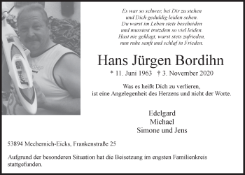 Anzeige von Hans Jürgen Bordihn von  Blickpunkt Euskirchen 